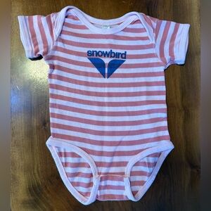 Snowbird Pink and White Striped Baby Onesie